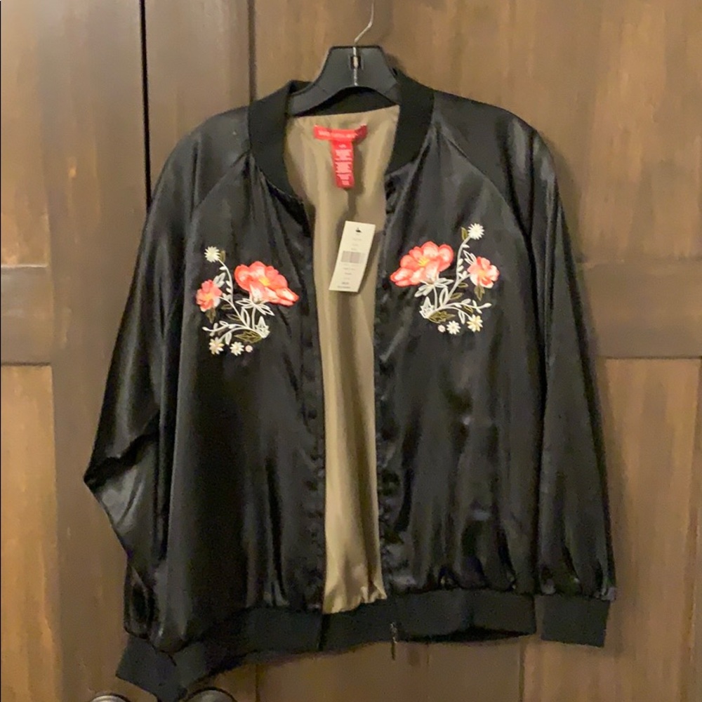 New with tags Saks satin bomber jacket